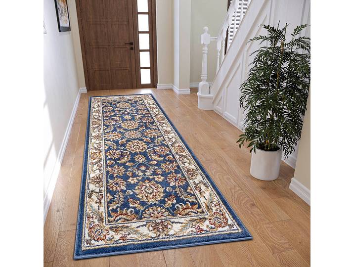 Orientteppich Reni Blau/Dunkelblau 80 x 240cm Vorderseite Polypropylen Rückseite: Jute / Polypropylen
