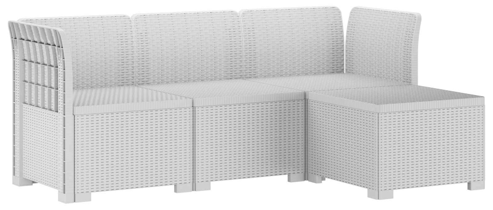 vidaXL 4-Sitzer Garten Sofa Rattan Look PP Weiß