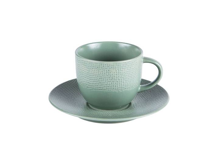 Lot de 6 tasses à café avec sous-tasses sauge 22 cl