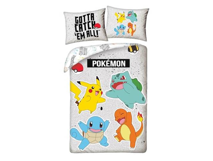 Pokémon 1-Persoons Dekbedovertrek 140x200 + Kussensloop Pikachu Squirtle