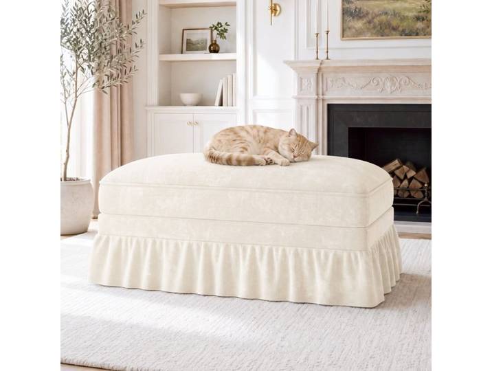 Pouf Windsor en chenille - Blanc