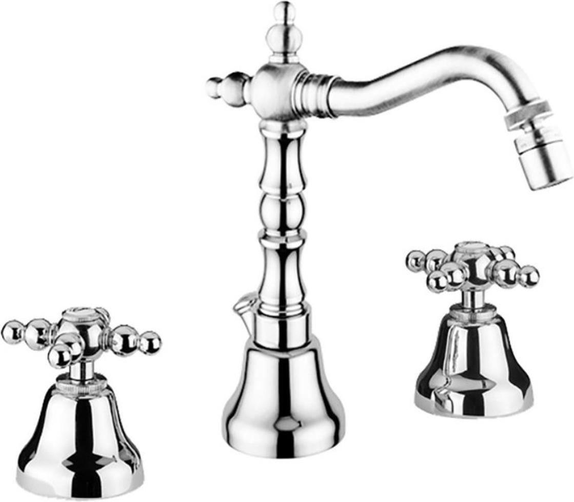 Jugendstil Retro Waschtisch Bidget Dreilochbatterie Silber - Luxus Badezimmer Waschtischarmatur