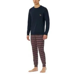 Schiesser X-Mas Long Pajamas Blau/Rot Baumwolle 48 Herren
