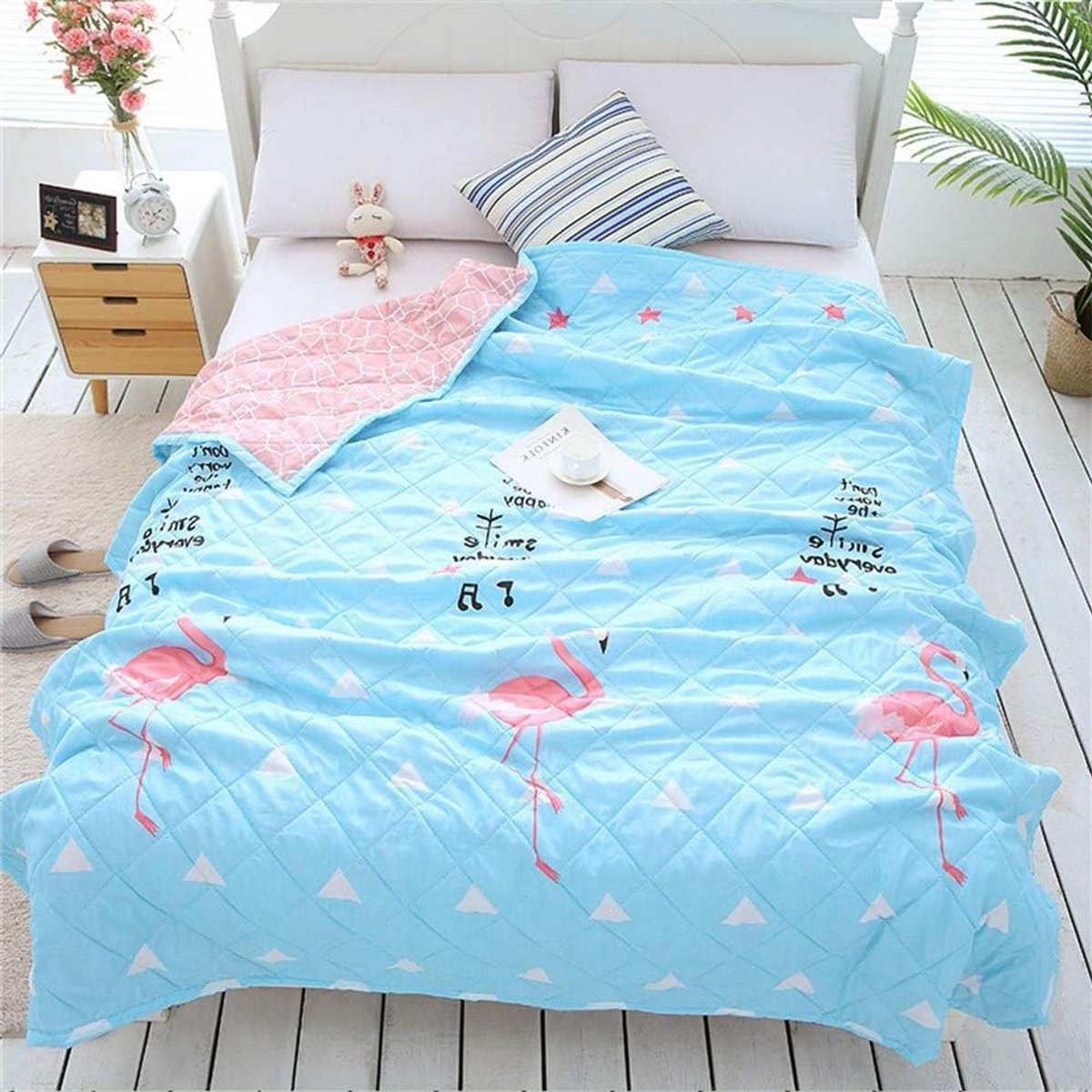 Veelkleurige omkeerbare bedsprei quilt voor volwassenen - 100 x 130 cm