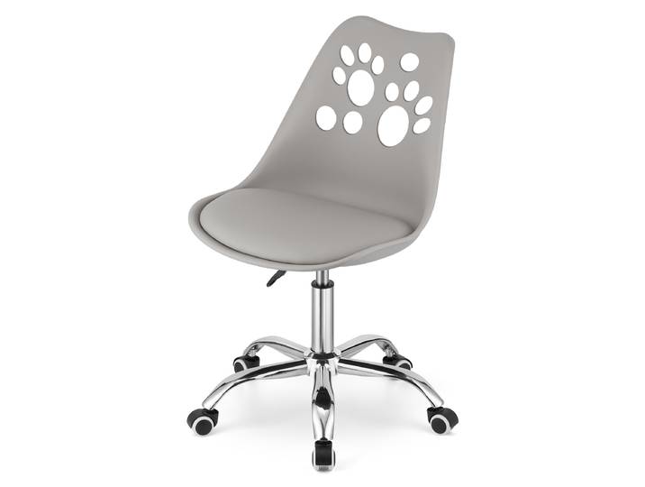 Chaise pivotante avec roulettes\, réglable Chaise de bureau avec dossier\, polypropylène plus coussin en similicuir\, piétement chromé\, gris
