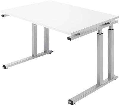 Schäfer Shop Select Schreibtisch SET UP, C-Fußgestell, 1200x800, weiß/weißalu