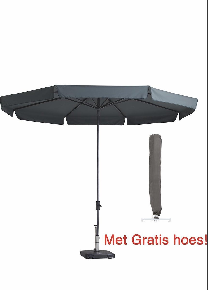 Madison Syros Parasol Rond - Grijs - 350 cm - 100% Polyester