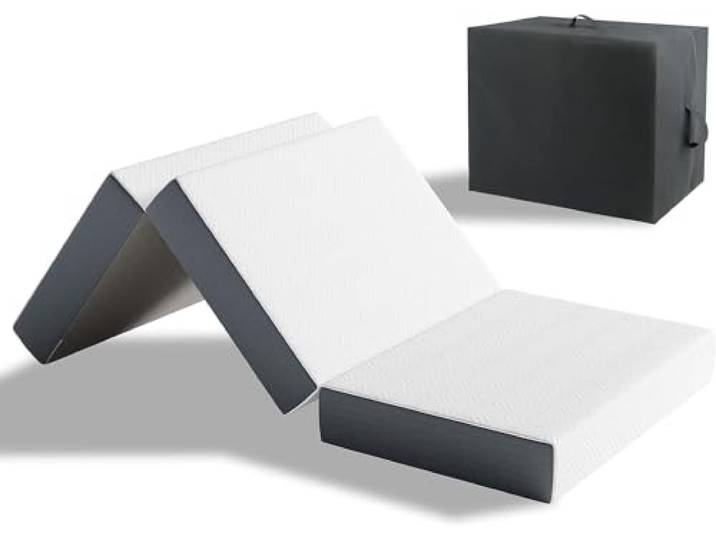 Vesgantti Klappmatratze Gästematratze 80x195x10 cm 3-teilige Gel Schaumstoff Faltbare Matratze für Gästebett Reisebett Platzsparend Öko-Tex Zertifiziert