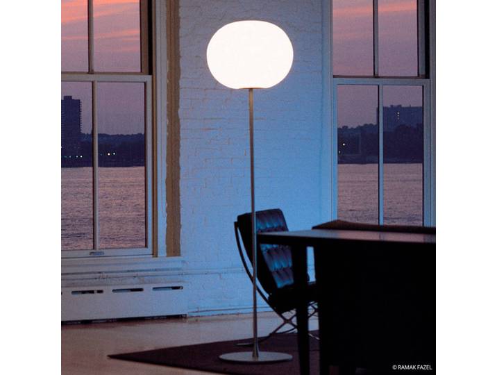 Design vloerlamp GLO-BALL, dimbaar, alu / grijs / zink, Woon-/ Eetkamer, Glas, Design, vloerlamp