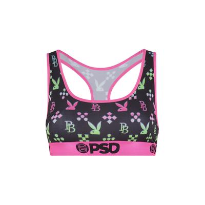 Sport-BH PSD "PSD PLAYBOY EMBELM SPORTS BRA", Damen, Gr. S, Cup 0, multi, 88% Polyester, 12% Elasthan, BHs Sport-BH