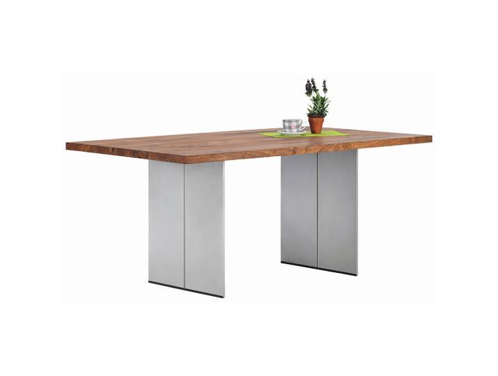 Musterring Esstisch Nova, Nussbaum, Holz, Metall, Astnuss, massiv, rechteckig, Wange, 100x77x180 cm, Esszimmer, Tische, Esstische