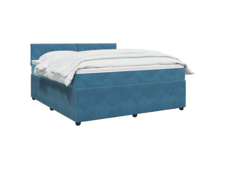 vidaXL Boxspringbett mit Matratze mit Kopfteil Blau 140 x 200 cm Samt Passe die Beleuchtung an