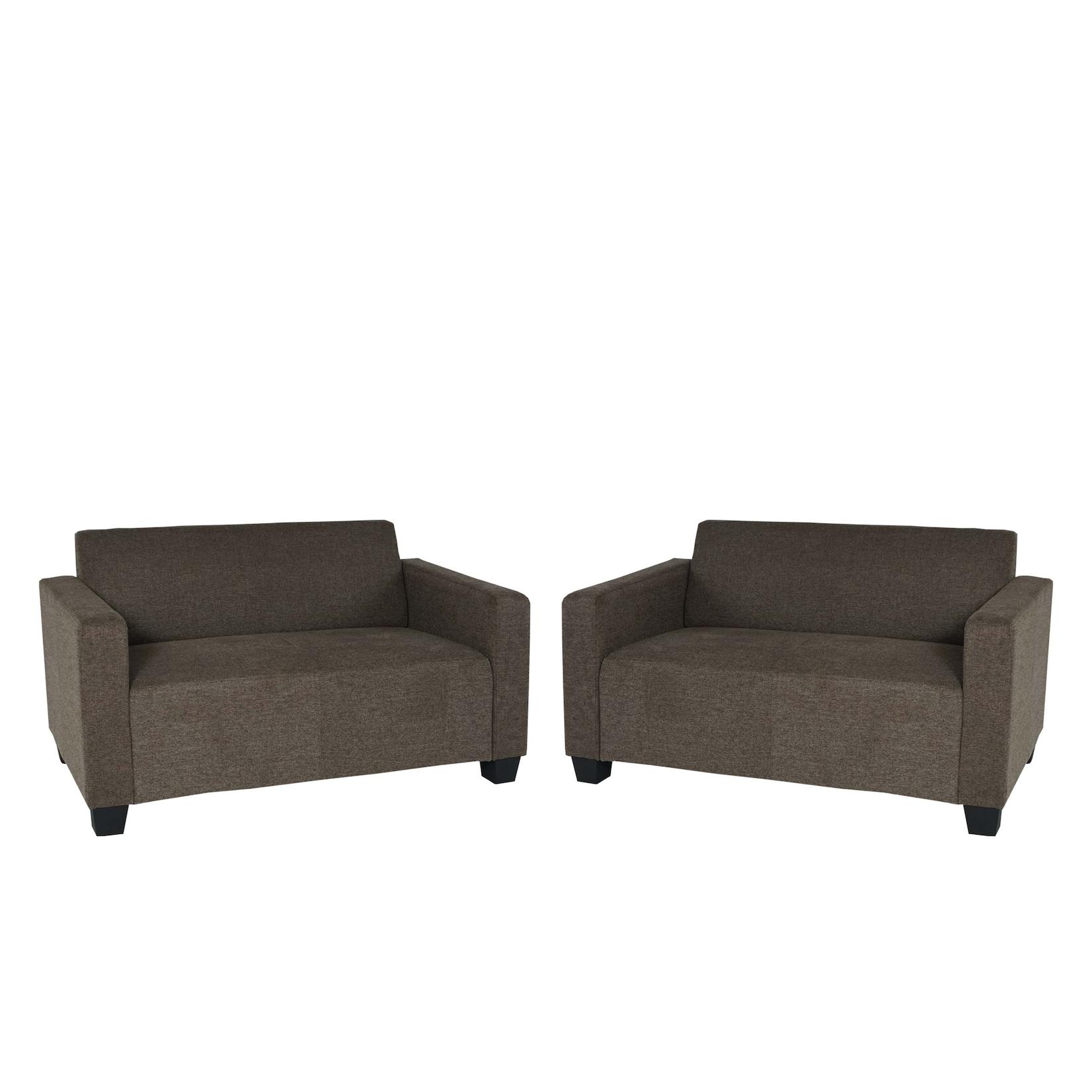 Sofa-Garnitur Couch-Garnitur 2x 2er Sofa Moncalieri Stoff/Textil ~ braun