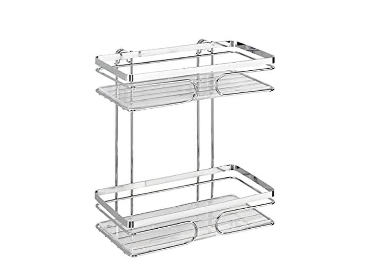 WENKO Étagère Murale 2 étages Premium Acier Inoxydable Insert en Plastique Transparent Brillant
