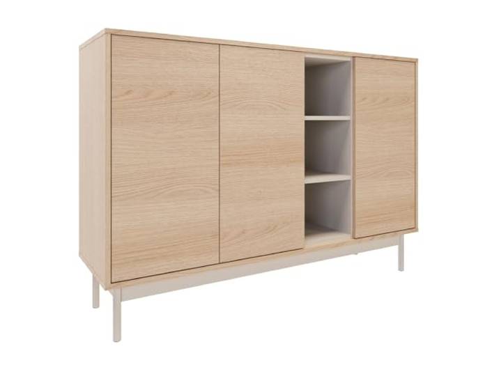 Selsey Dreitürige Kommode mit Schubladen – 138 cm Breite, Lindberg-Eiche & Kaschmir, Kommoden & Sideboards, Moderne Kommode mit Metallfüßen, Ideal für Wohn- & Schlafzimmer