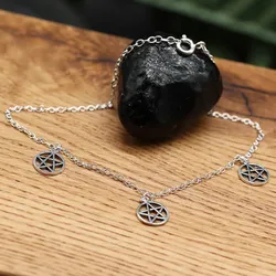 Drachensilber Pentagramm Fußkettchen 925 Sterlingsilber Sommerschmuck - Silber
