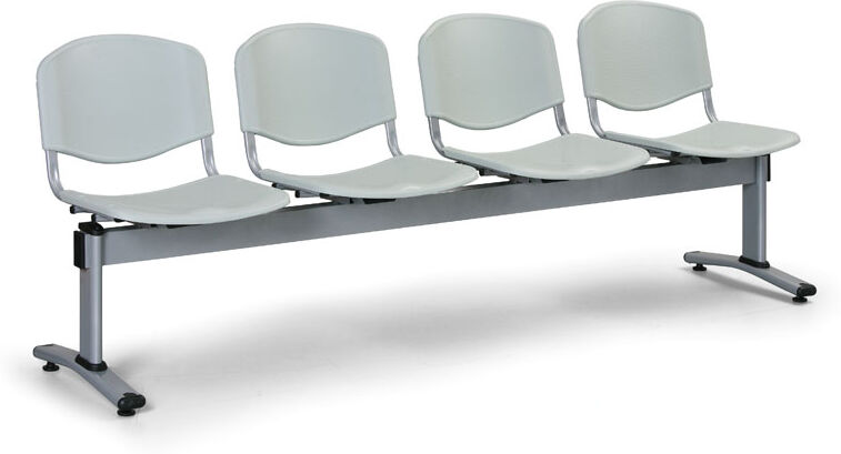 B2B Partner Kunststoff-Wartezimmerbank, Traversenbank VERONA, 4-sitzig, grau