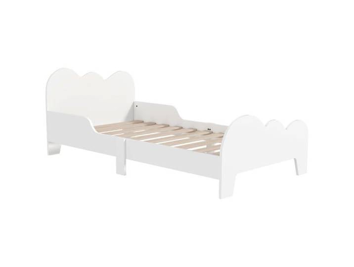 Lit 70x140 cm pour Chambre d'Enfant Bas au Sol avec Côtés Élevés et Décor Nuage Blanc