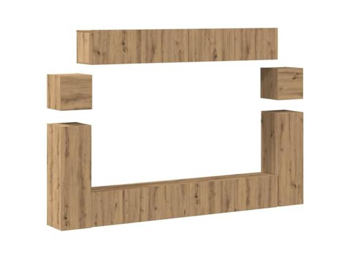 Makastle TV-Schrank Set 8-TLG. Artisan-Eiche Holzwerkstoff