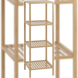 DELUKE Badregal NEUSS M 36x36x112cm, Holz, Natura Badezimmer-Aufbewahrungsregal Bambusregal Organziger Bad