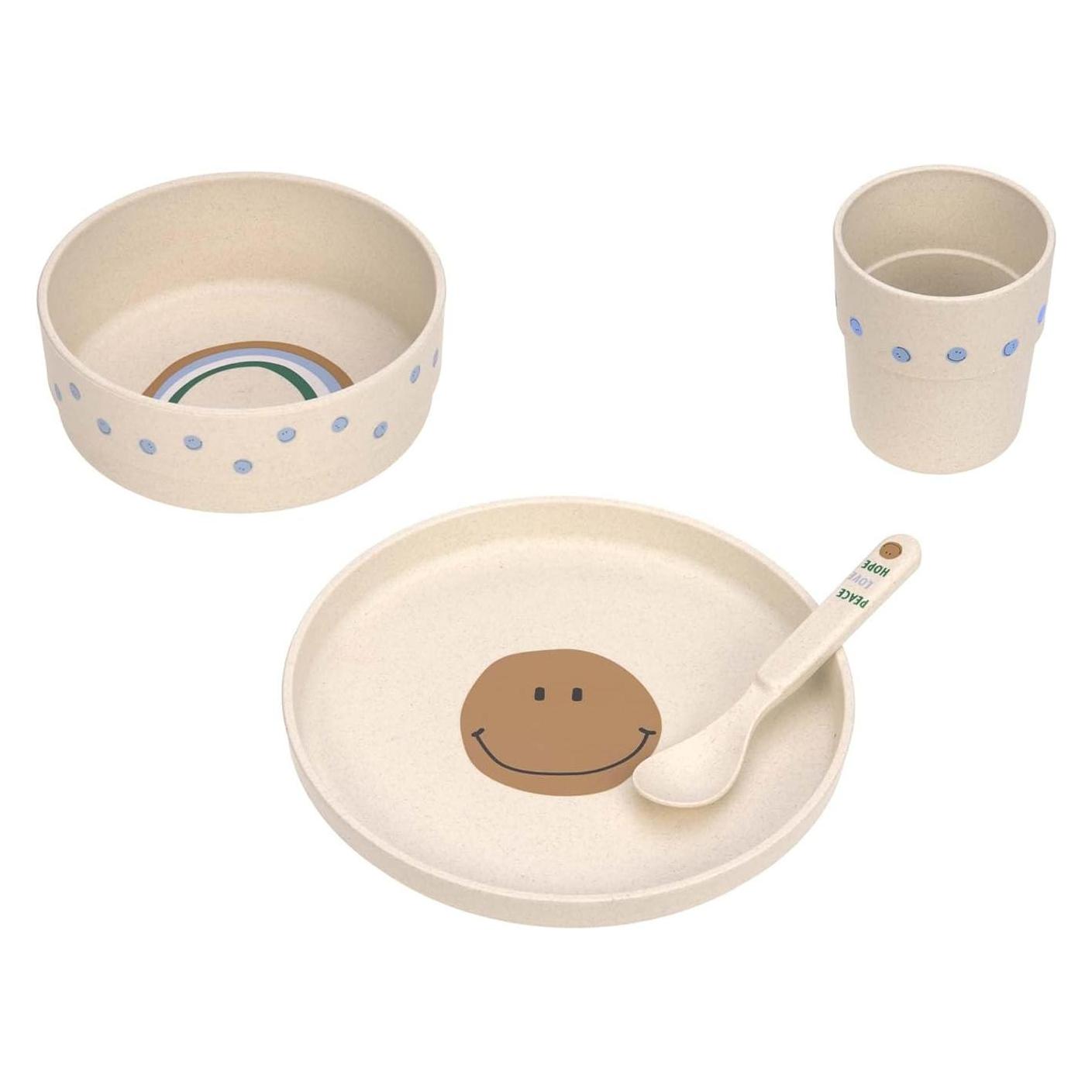 Lässig Kindergeschirr Set (Teller Schüssel Becher Löffel) Happy Rascals, Smile (1310062340)
