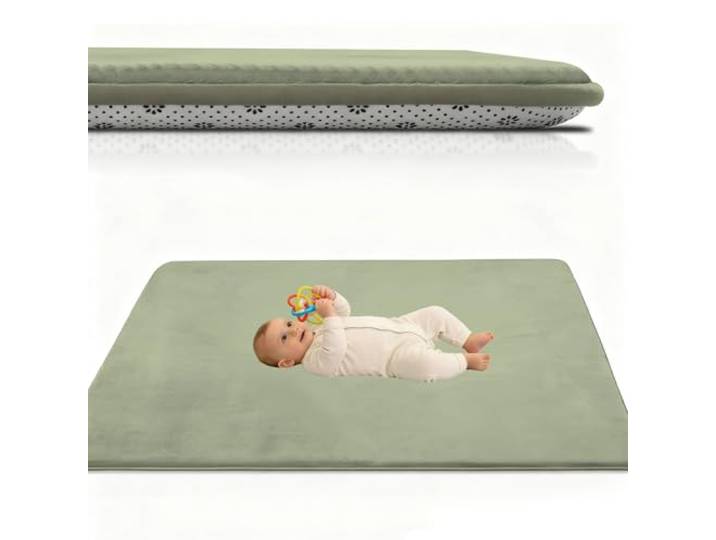Atemrdsye Spielmatte Baby 100 x 250 cm Grasgrün Krabbelteppich Baby, 2.5cm Dicke Krabbelmatte Memory Foam Kinderteppich, Teppich Kinderzimmer, Krabbeldecke Baby Rutschfester Spielteppich Baby