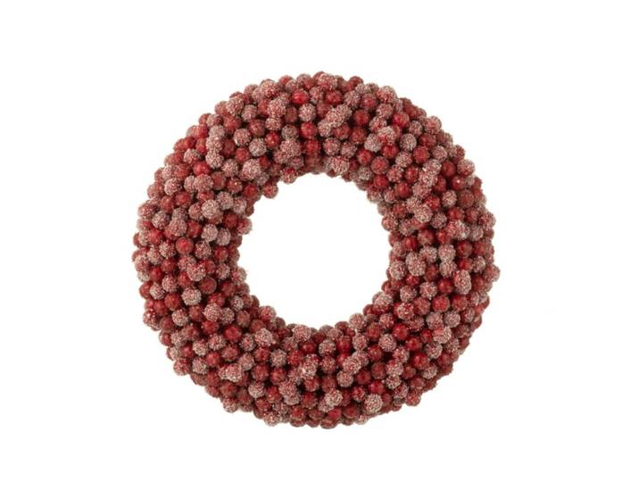 Couronne de baies en résine rouge 35x6x35 cm