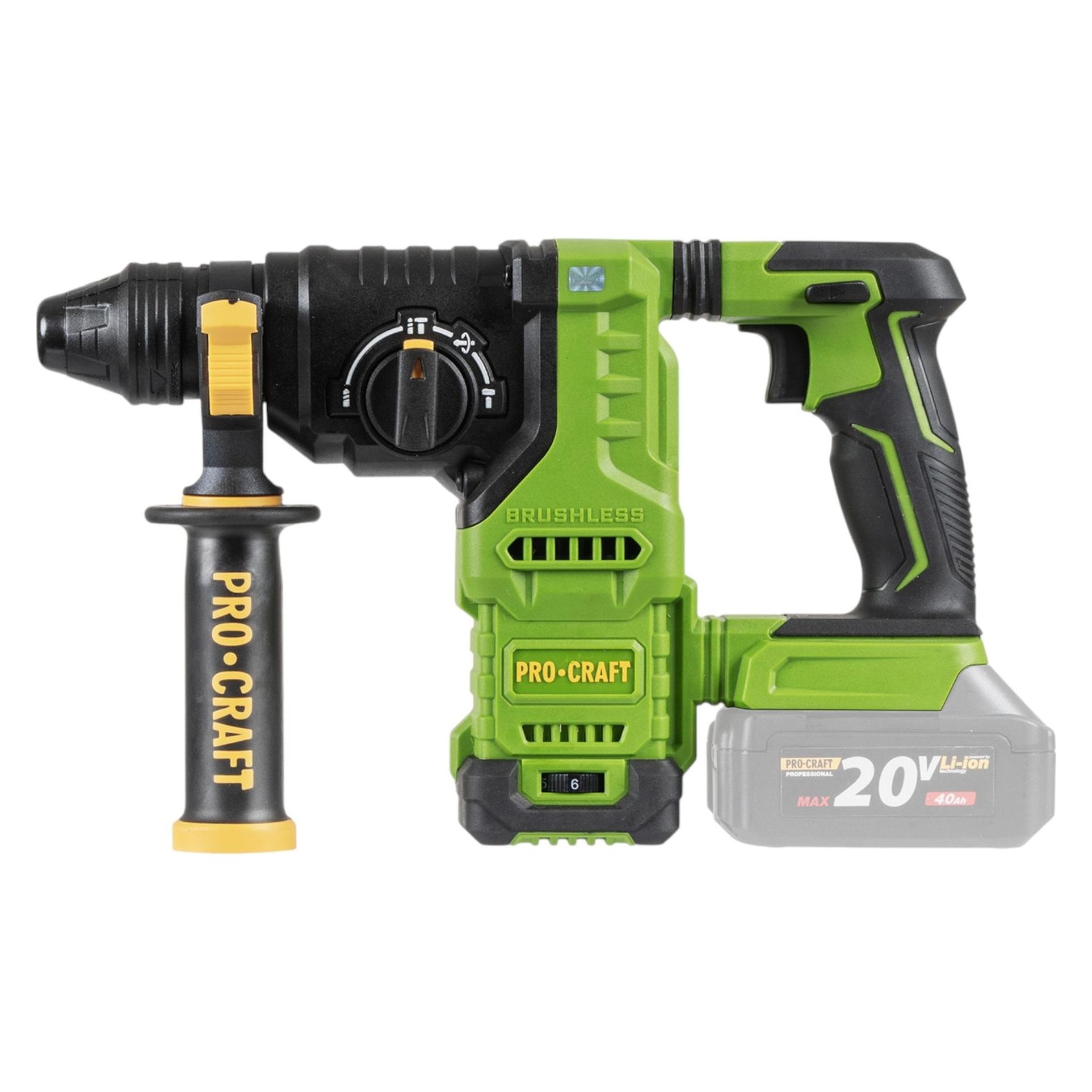 Procraft PHA30bb Akku Bohrhammer 20 V 2,8 J SDS plus Brushless Solo - ohne Akku, ohne Ladegerät (Bohrhammer) (PHA30bb)