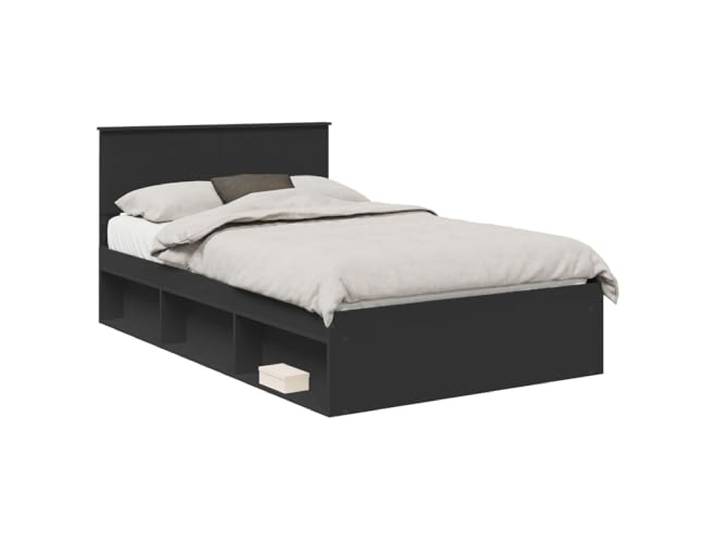 ZQQLVOO Bettrahmen Schwarz 120 x 190 cm Massives Kiefernholz Holzwerkstoffrahmen, fester Lattenrost, Kopfteil Kiefernholz, einfache Pflege, modernes Design