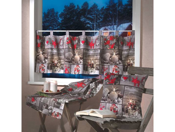 Tischläufer WECKBRODT Flackernde Kerzen , bunt, B:40cm L:90cm, Polyester, Tischdecken, Tischläufer, Leinen, bedruckt, Kerzen, Weihnachten, blickdicht