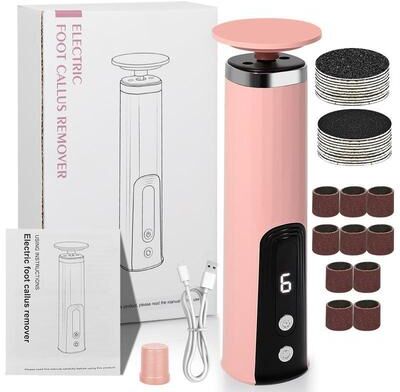 Inspired Deals Professional Electric Foot File & Callus Remover 6 Speed Exfoliator Pedicure Tool pink