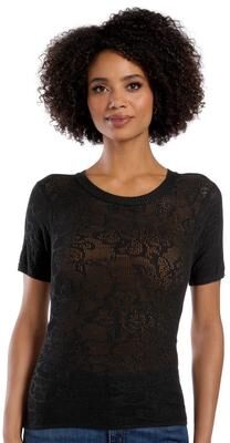 Masseys Luxe Sweater Tee Casual in Black, Size 2X, Nylon/Viscose