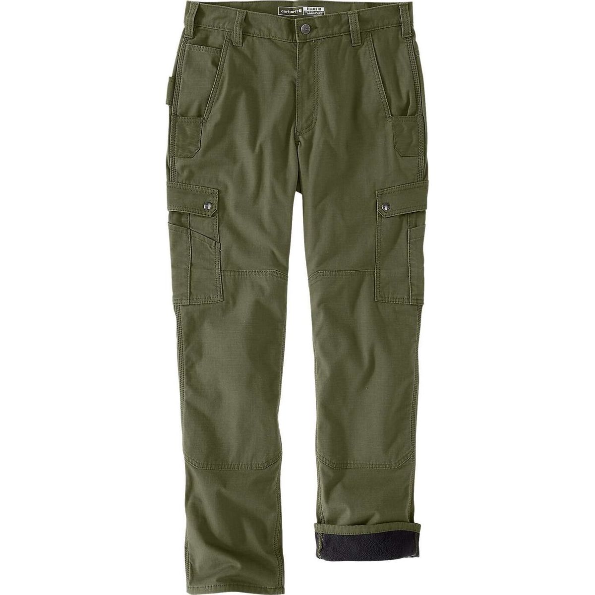 Carhartt Rugged Flex Relaxed Fit Ripstop Cargo Fleece-lined Work Trousers basil (G72) W31 L30 105491-G72W31L30