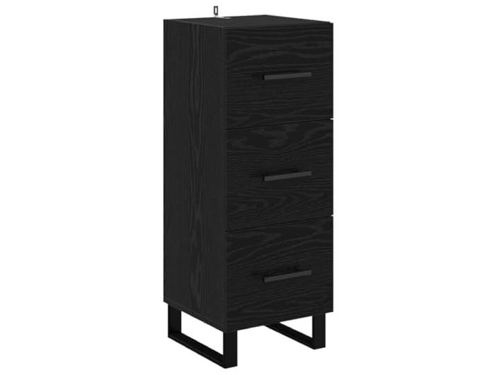 Roanoer Sideboard Schwarz Eichen-Optik 34,5x34x90cm Holzwerkstoff Kompakter Beistellschrank mit Schublade und stabilen Metallbeinen für Flur und Wohnzimmer.