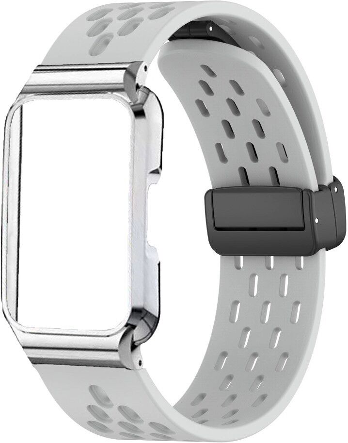 INF Silikon-Armband mit Faltschließe, kompatibel mit HUAWEI Band 11 – Komfortabler Schutz-Ersatzriemen Grau