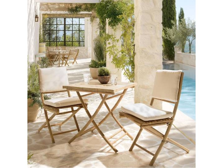 VITAL - Ensemble n°4: 2 chaises et 1 table pliantes en bambou VITAL (2 COLIS)