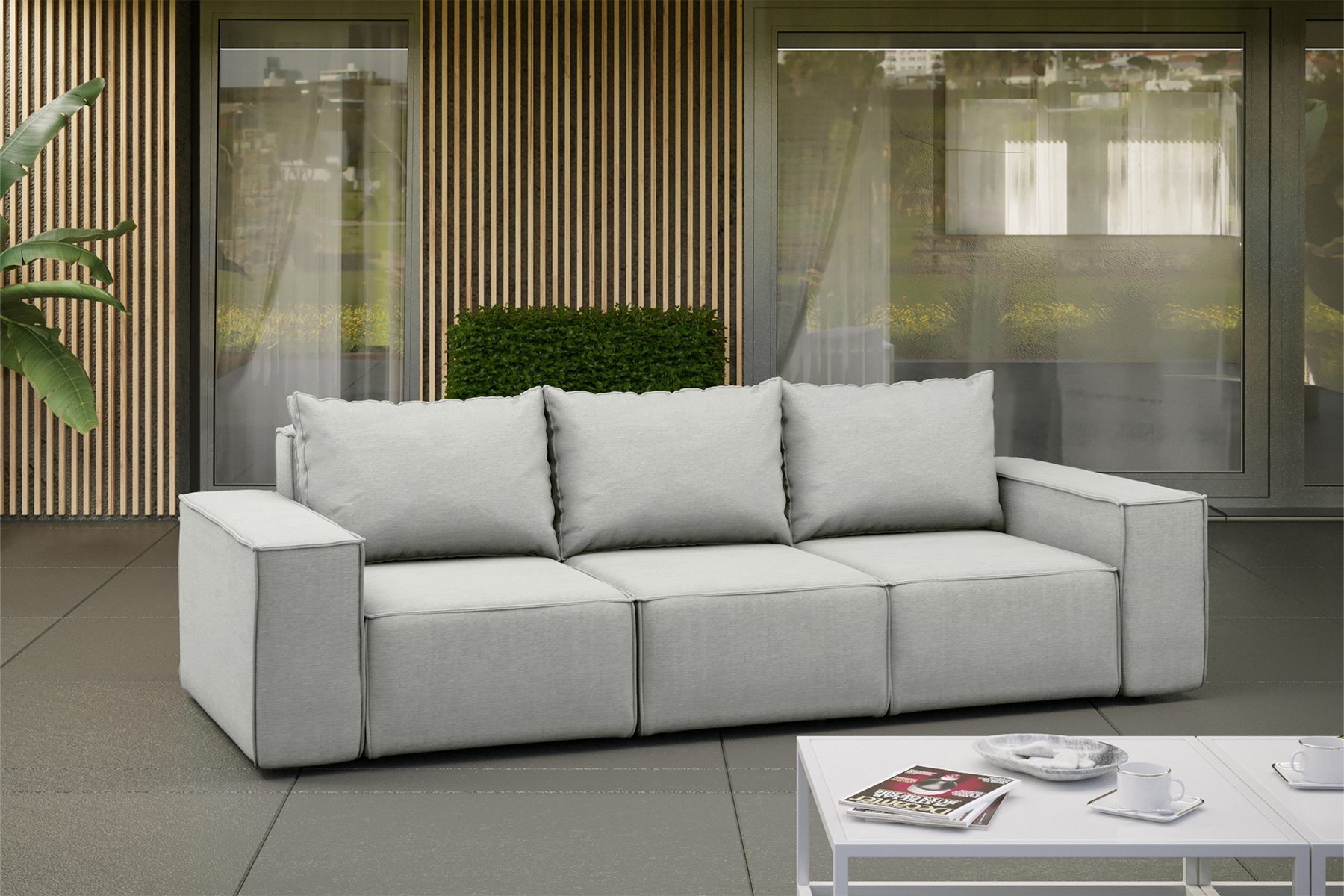 Kaiser Möbel Gartenmöbel sofa SONNE für den Garten, die Terrasse, den Hof, gemütliche Hellgrau