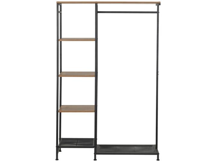 P & B Garderobenständer, Naturfarben, Schwarz, Metall, 100x165x36 cm, Garderobe, Garderobenständer