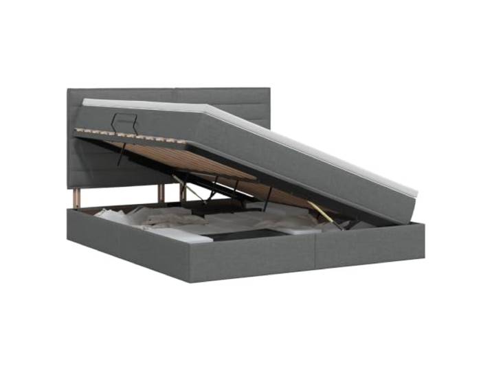 KTHLBRH Bett mit Stauraum und Matratze, Dunkelgrau, 140 x 200 cm Hydraulischer Hebemechanismus, Kunstleder, großer Stauraum, Höhe 48,5 cm, modernes Schlafzimmer