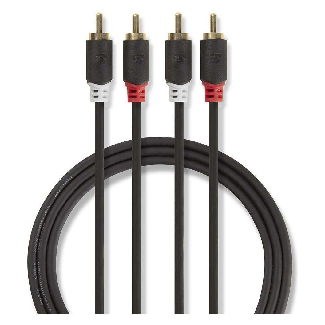 Nedis Audiokabel Stereo 2X R AC Male - 2X RCA Male (2 m, Cinch Kabel) (CABW24200AT20)