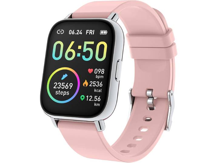 Jugeman P32 Montre Connectée Rose, Tracker d'Activité 1,69'' HD pour Hommes et Femmes, Podomètre
