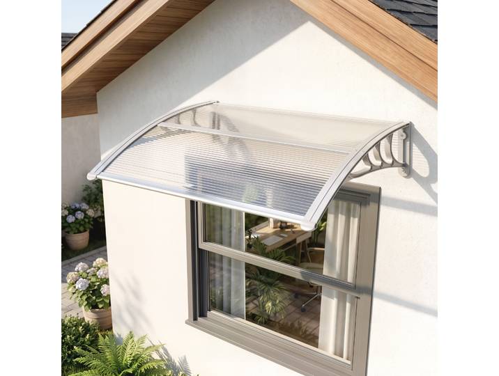 Outsunny Auvent Porte/Fenêtre 100x75cm Argent