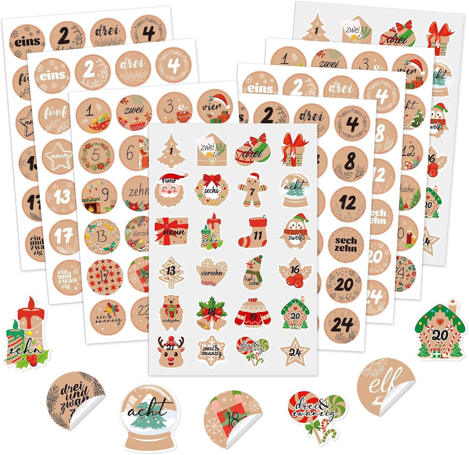 oCreon Stickers adventskalender cijfers - Set van 8