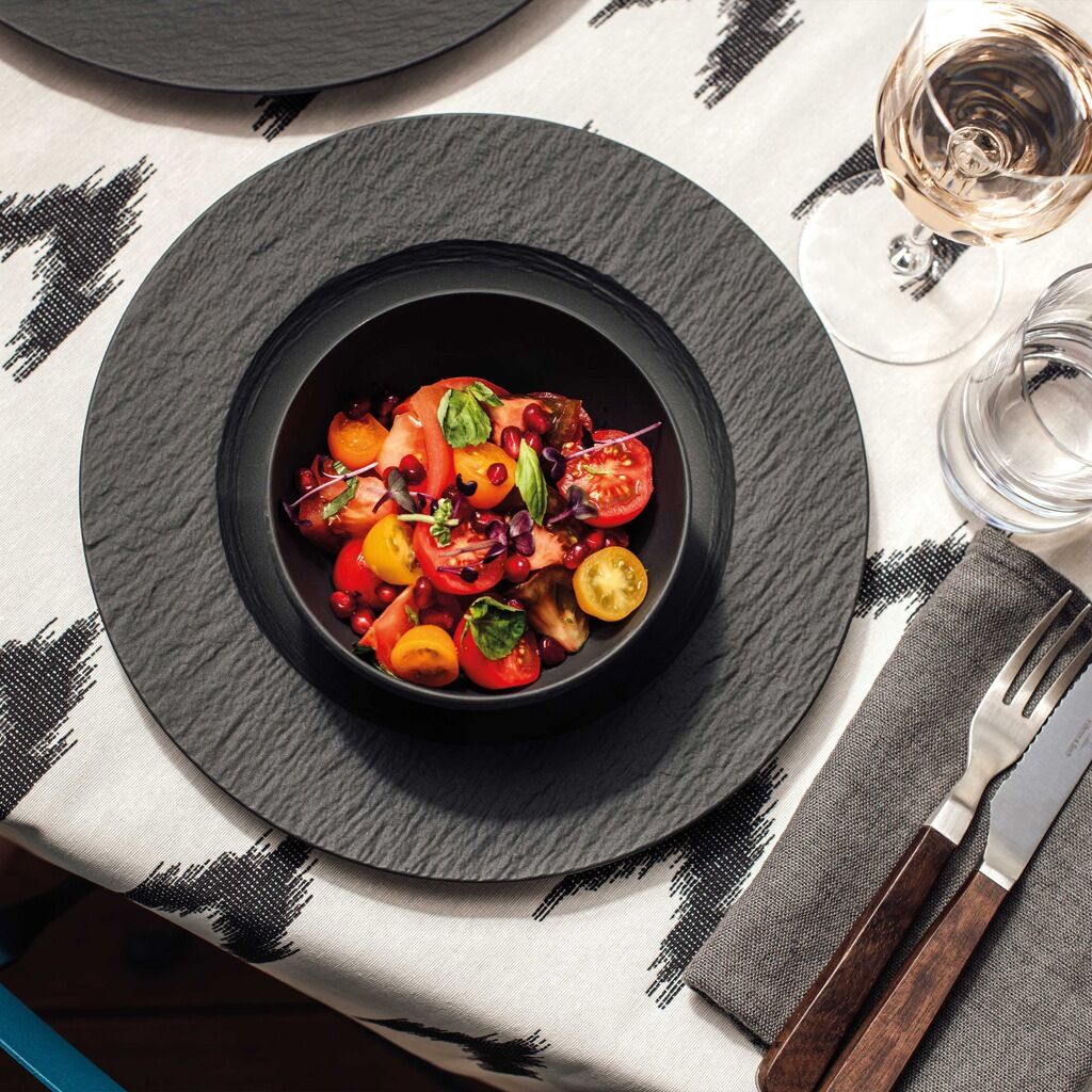 Geschirr-Set VILLEROY & BOCH "Manufacture Rock", schwarz, 6 Stk., Fine China-Porzellan, Geschirr-Sets, Geschirr-Set, Made in Germany, Fine China Porzellan schwarz 6 Stk.