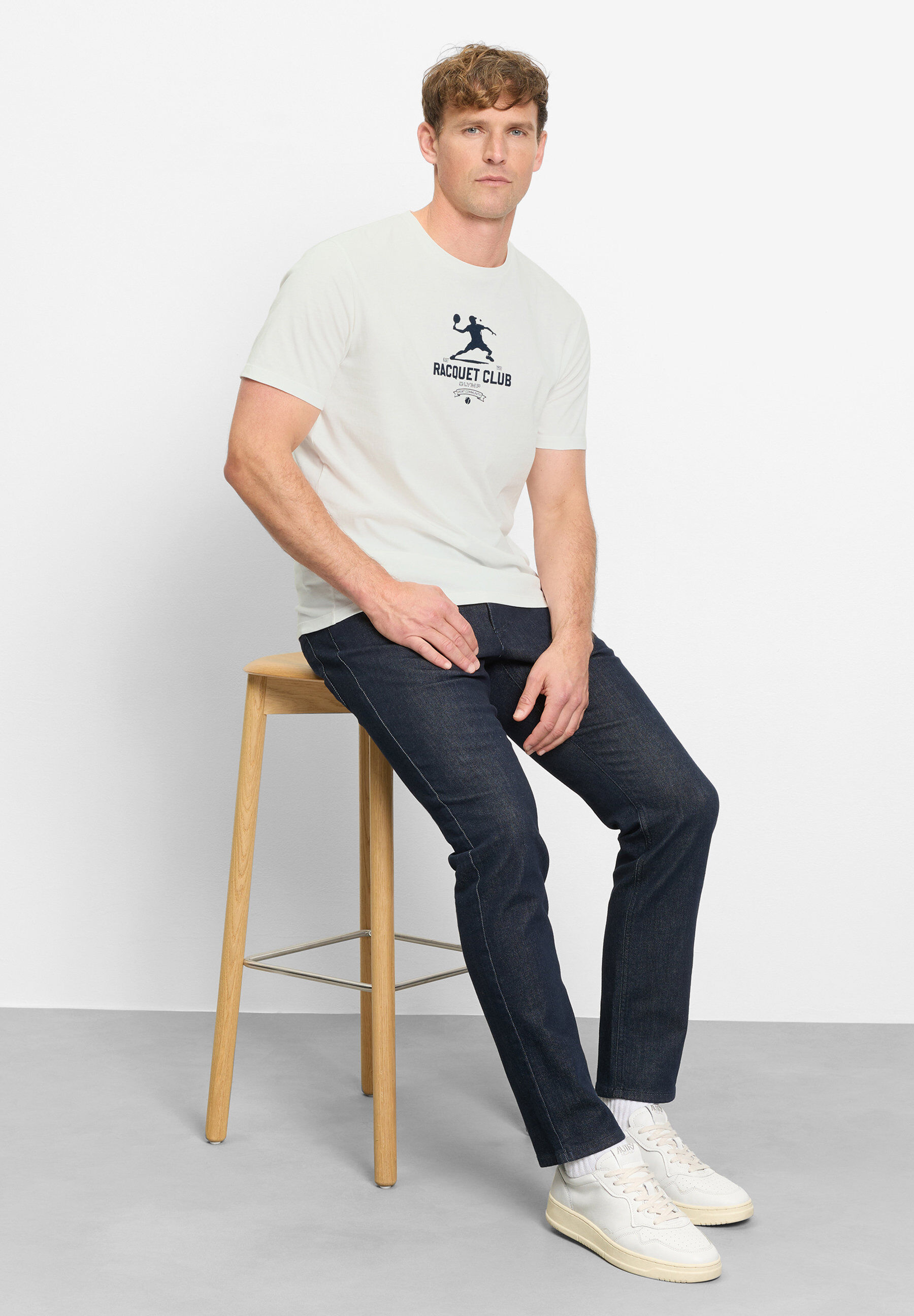 T-Shirt OLYMP "OLYMP Casual Wirk, T-Shirt", Herren, Gr. M, sanftes weiß, 100% Baumwolle, Shirts T-Shirt