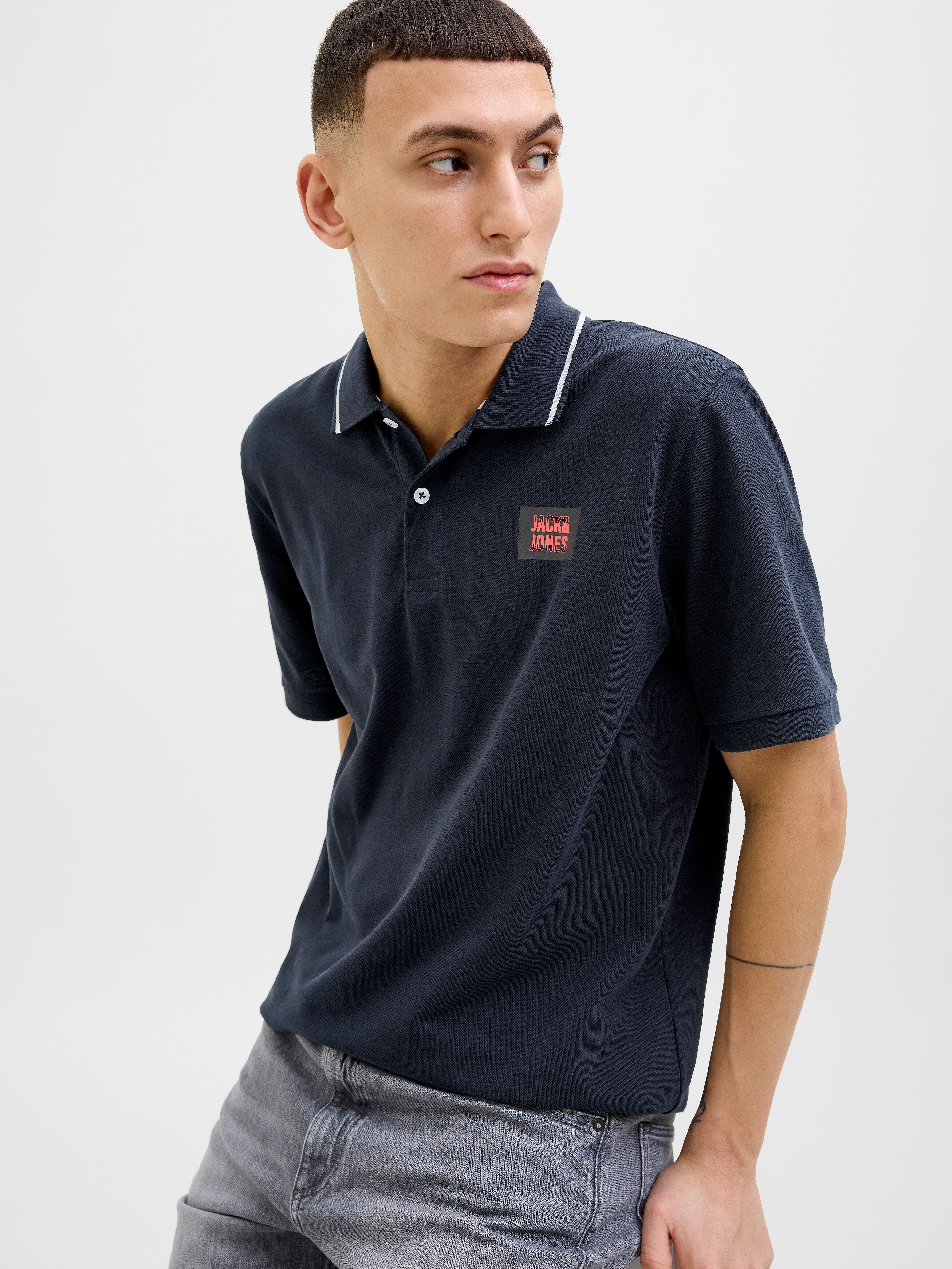 Poloshirt JACK & JONES "JJHUDSON POLO SS", Herren, Gr. S, blau (sky captain), Jersey, Obermaterial: 100% Baumwolle, unifarben, regular fit, Shirts Poloshirt sky captain S