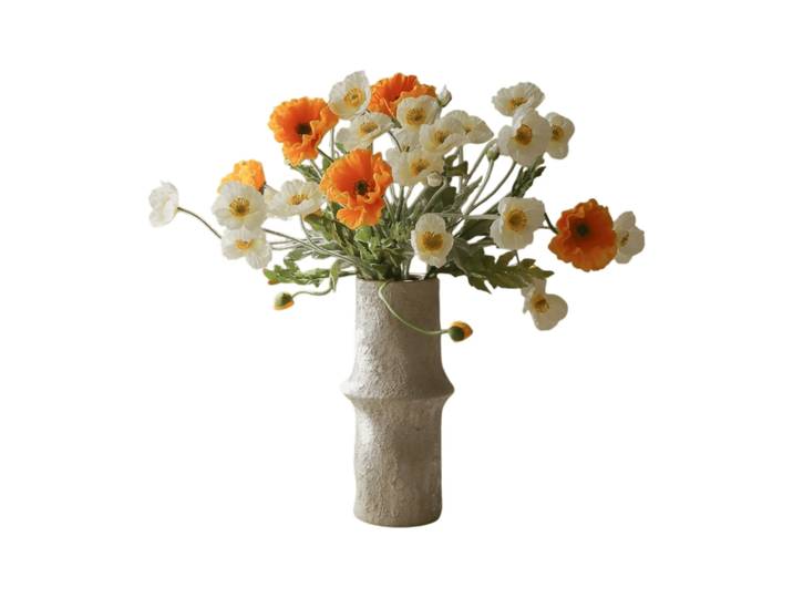 Botané Bouquet artificiel de coquelicots Daylight, blanc-orange