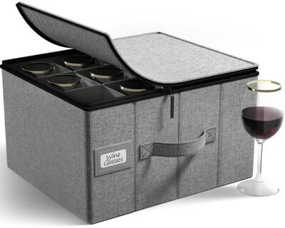 Sorbus Wine Glasses Storage Box