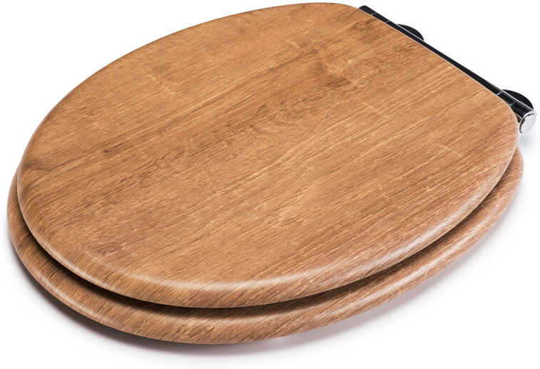 Croydex Ontario Flexi-Fix Soft Close Wooden Toilet Seat Brown 5.8cm H X 37.8cm W X 47cm D