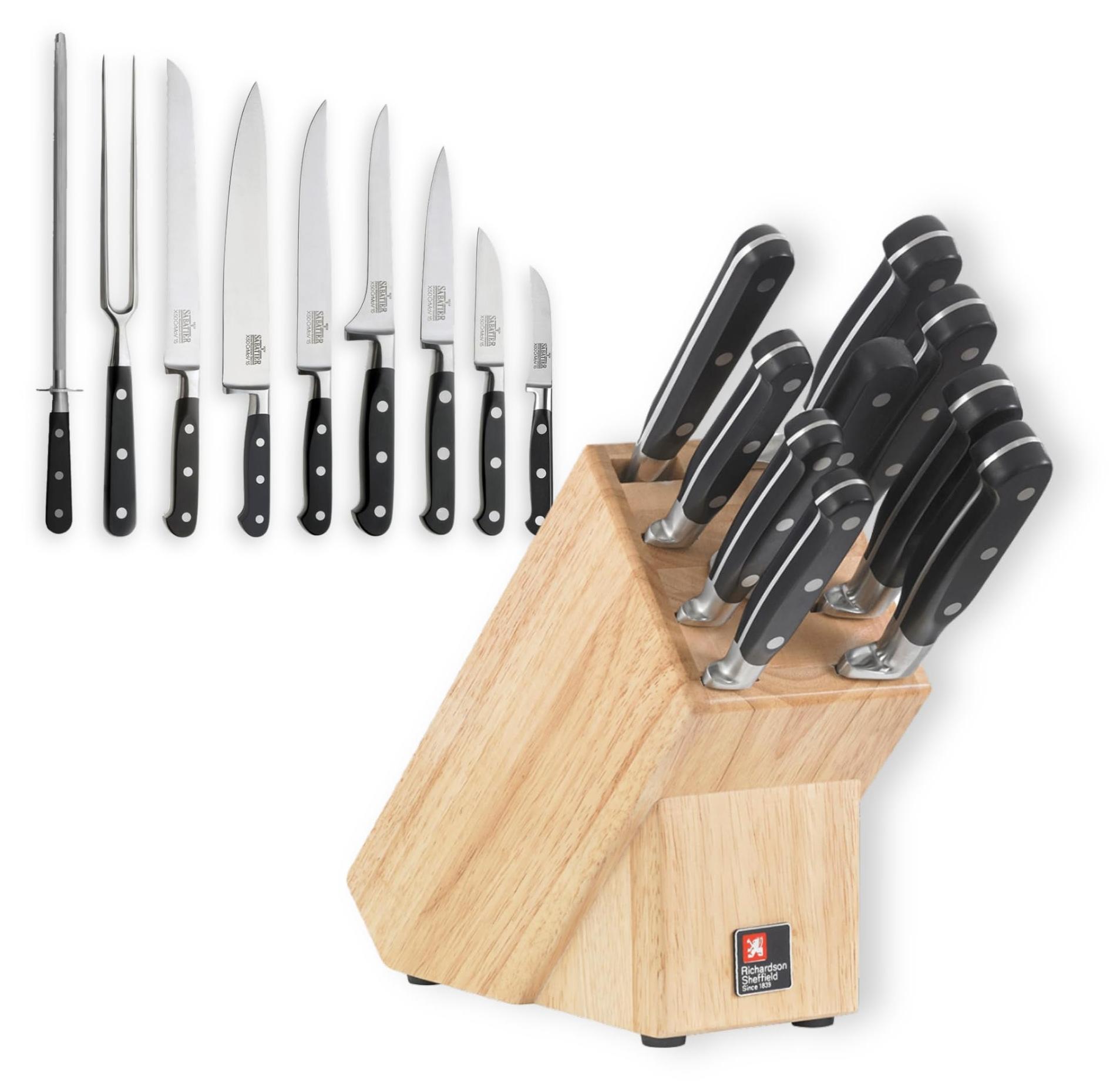 Messerblock-Set, 10-teilig, Chrom-Molybdän-Vanadium-Stahl, Holzblock